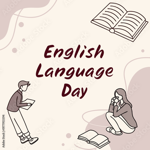 wedding invitation card with heart english language day