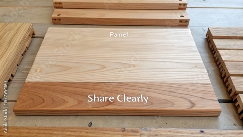 Wooden Panel Layout with Clear Message on Craftsmanship Demonstrating Natural Wood Grain and Texture
