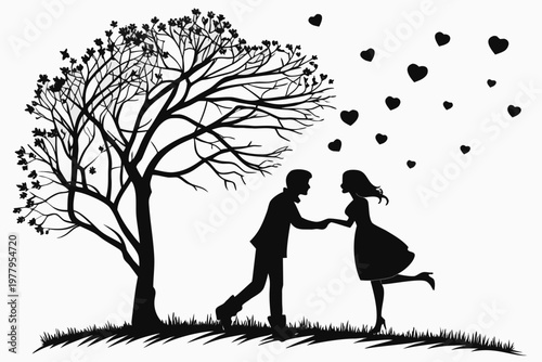 valentines day sihouette black vector