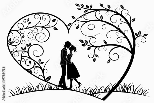 valentines day sihouette black vector