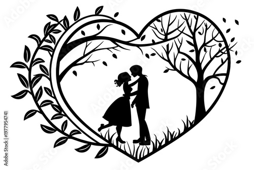 valentines day sihouette black vector
