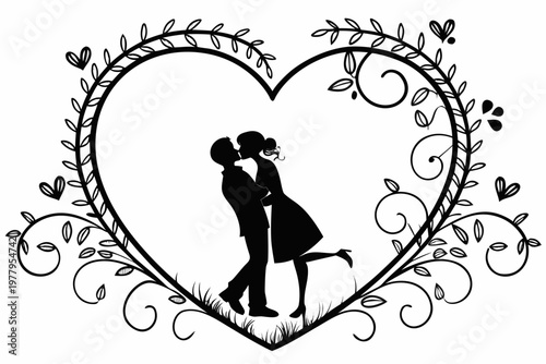 valentines day sihouette black vector