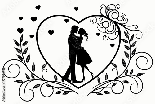 valentines day sihouette black vector