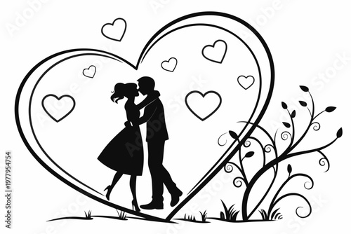 valentines day sihouette black vector