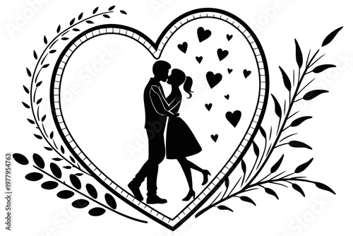 valentines day sihouette black vector