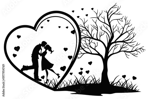 valentines day sihouette black vector