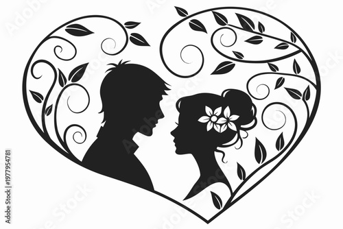 valentines day sihouette black vector