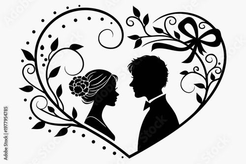 valentines day sihouette black vector