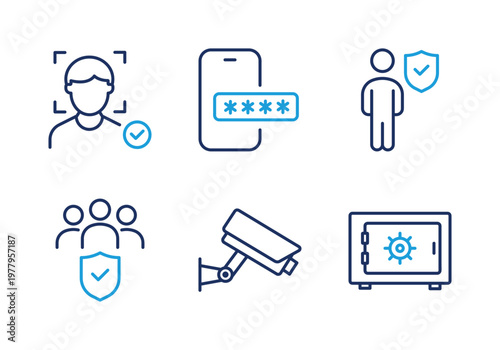 Surveillance and Privacy Protection thin line icon set. Minimal web icons