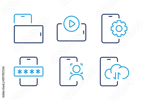 System Settings and Data Security thin line icon set. Minimal web icons