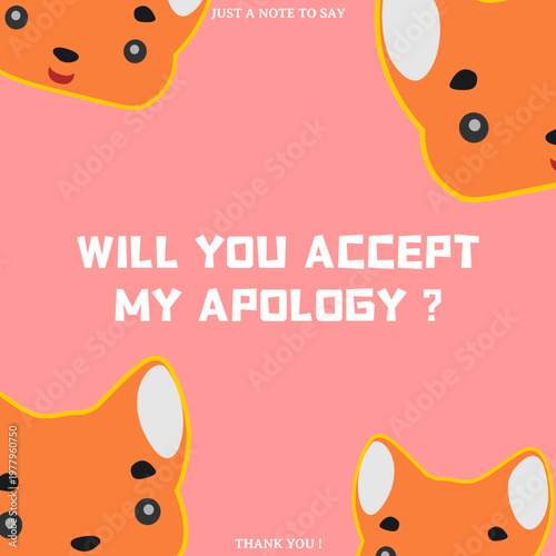 pastel color palette apology card with handwritten font