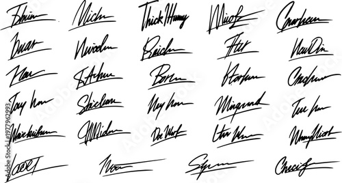 Foto Collection of 35 Unique Handwritten Signatures