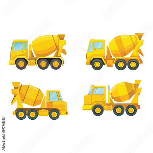 Modern cement mixer truck icon industrial transport vehicle vector graphic for construction projects
