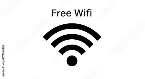 Free Wifi zone sign with wireless signal symbol isolated on white background.