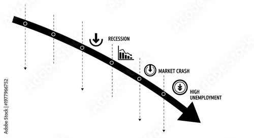 Economic Downturn Infographic with Recession Market Crash and High Unemployment