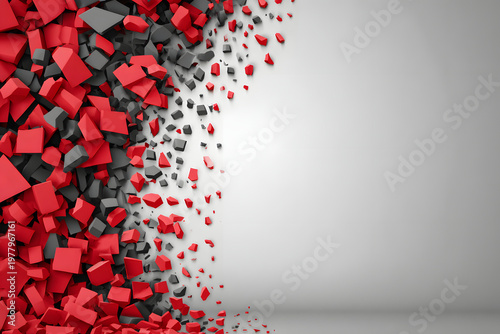 Abstract concept of collapse and fragmentation in naphtha and petroleum resources representing energy system risk