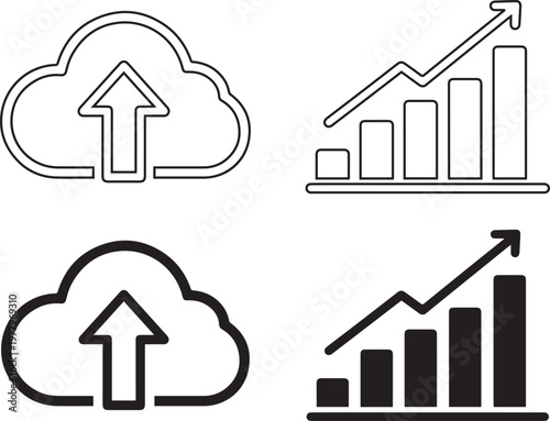 Business analytics and data report icons - Glyph solid icon - Editable modern style icon - Clipart, sticker - icon set - Clipart
