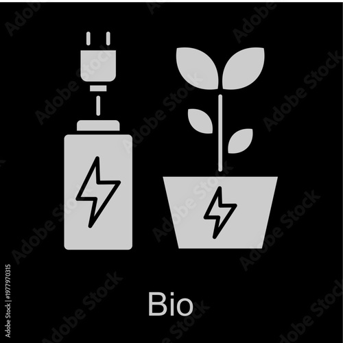 Bio White Vector Icon On Black Background