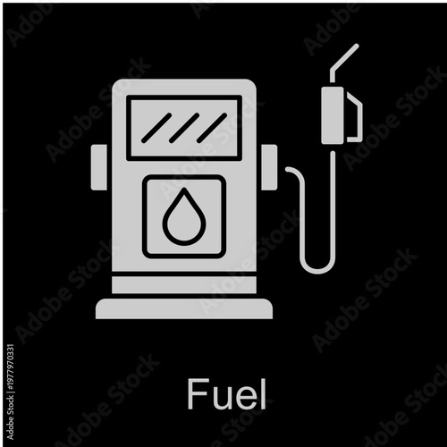 Fuel White Vector Icon On Black Background