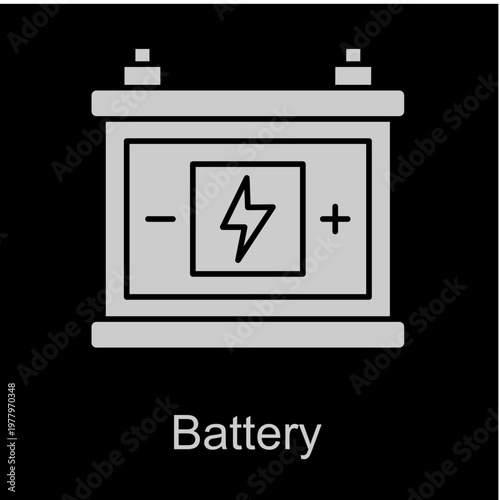 Battery White Vector Icon On Black Background
