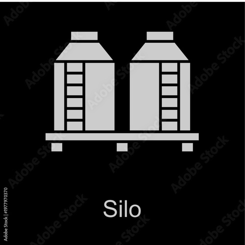 Silo White Vector Icon On Black Background