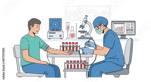 Medical professional, phlebotomist, drawing blood, test tubes, laboratory, medical equipment, healthcare