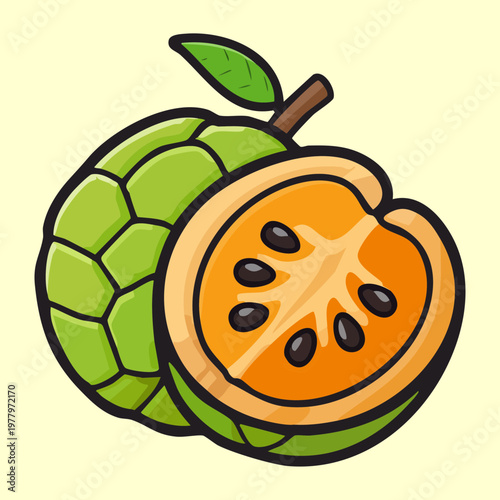 Sliced exotic fruit for tropical market display and healthy organic snack ideas for daily balanced diet and nutrition - Vector Illustration