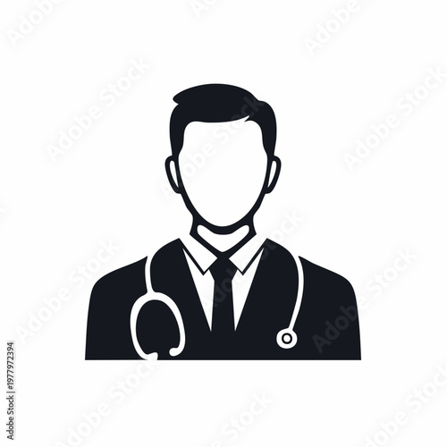 Professional Male Doctor Icon with Stethoscope, Medical Symbol for Healthcare and Medicine