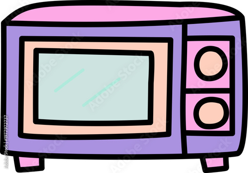 Pastel Microwave Oven Icon – Cute Flat Kitchen Appliance