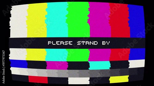 Retro Broadcast Background with Television Test Pattern and Glitch. 4K Video