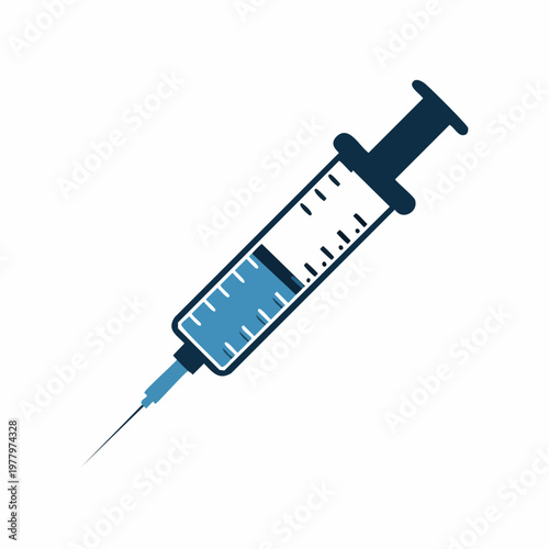 Medical syringe with needle icon vector illustration, clean and modern graphic representing healthcare and medicine