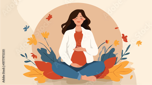 Female meditator in lotus pose with calm focused expression.