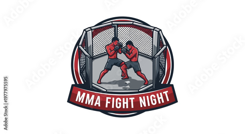 MMA fight night logo with two fighters in an octagon cage