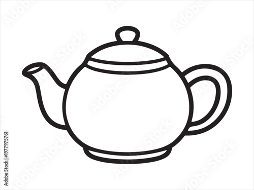 Teapot Outline Icon Thin Line Tea Kettle, Minimal teapot line icon vector outline tea kettle kitchen symbol isolated on white background