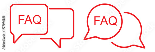 FAQ icon in black color for website or app. FAQs icon, line pictogram on white. minimal question mark speech bubble icon set vector outline to filled symbols for faq help support. 