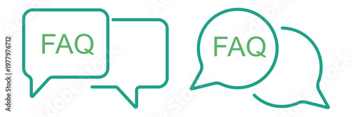 FAQ speech bubble icons vector, chat bubbles with FAQ text symbols, customer support and help center concept, minimal outline design for UI, web and app interface. Question Marks Icon, Bubble Question