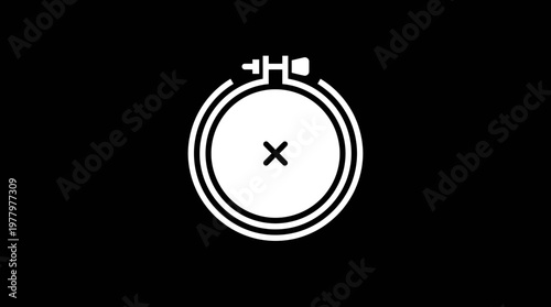 Minimalist Embroidery Hoop Icon on Black