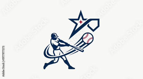 Dynamic Baseball Logo Featuring a Batter and Star