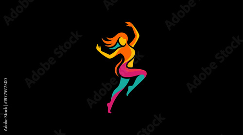 Abstract Dancing Figure in Vibrant Colors