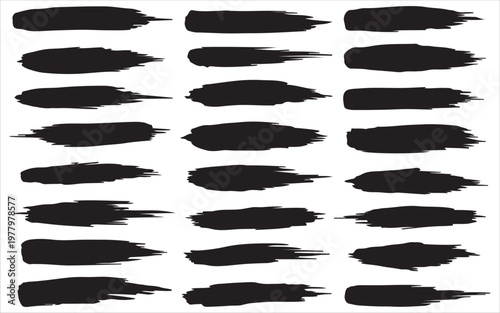 Title abstract brush strokes collection black paint swashes on white background description a collection of diverse dynamic black brush strokes