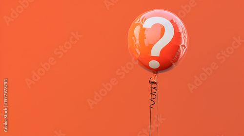 Orange Question Mark Balloon on Minimal Background FAQ and Inquiry Concept