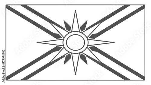 Black and white of north macedonia flag sun rays geometric pattern