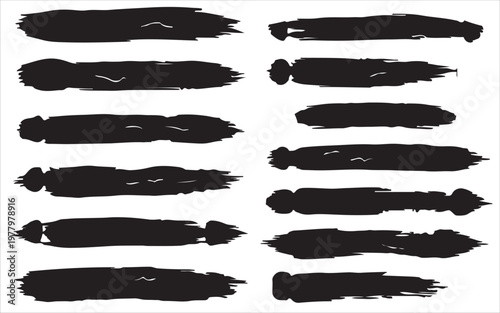 Title abstract brush strokes collection black paint swashes on white background description a collection of diverse textured black brush strokes