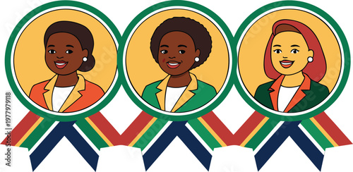 Celebrating south african women in vibrant traditional attire badge