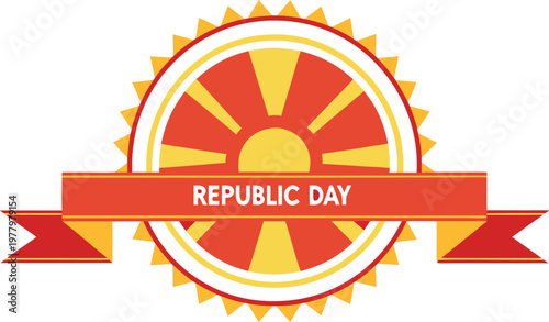 Celebratory emblem for macedonia republic day with national flag colors