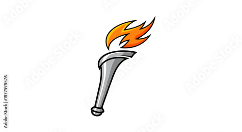 Torch with flame on top burning.