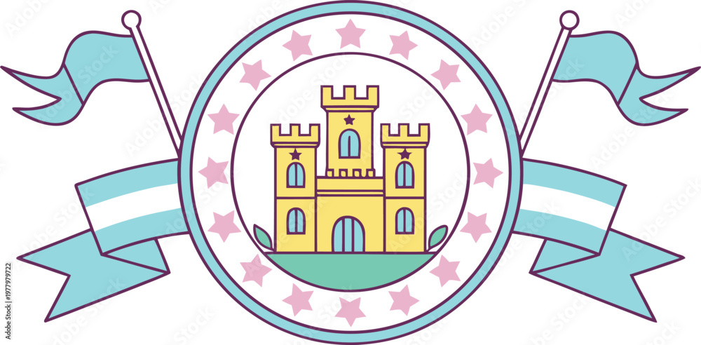 Ταπετσαρία Cute san marino celebration badge with stylized emblems and ribbon