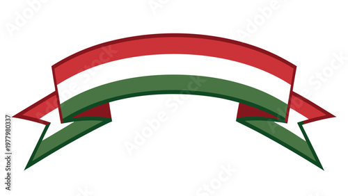 Hungarian national flag tricolor ribbon with folds and shadows