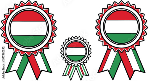 Hungarian tricolor rosette with ribbon and badge hungary flag colors