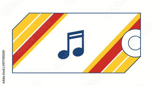Minimal label with romanian flag and music notes for anthem day